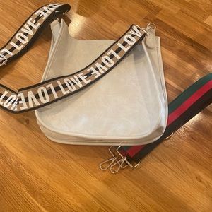 Tan “Love” Cross Body Bag with Additional Strap